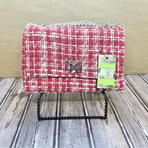 Badgley Mischka Red Tweed Chain Crossbody | NWT
